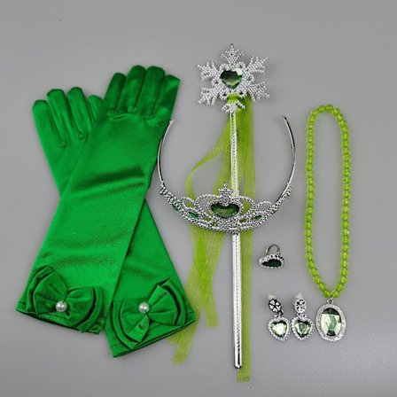 Lysegrønt tilbehørssæt# Ins Halloween børnepræstationskostume Tinker Bell Frog Prince Tiana Princess Dress