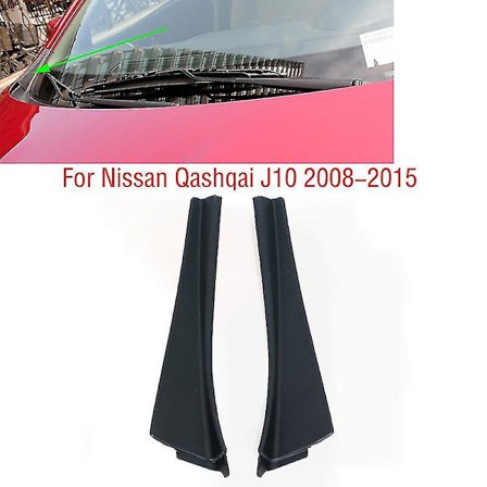 2 stk. til Nissan Qashqai J10 2008 2009 2010 2011 2012 2013 2014 2015 Forrude Wrap Corner Trim Visker Side Trim Cover Låg