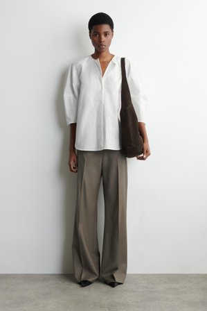 COS Femme Blouse Sculpturale En Popeline De Coton Pima in Blanc