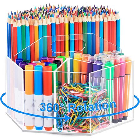 Akryl Penneholder, 360-graders Drejelig Klar Pennearrangør Til Skrivebord, Skrivebordsstationær Organiseringskurv Til Kontor Skole Hjem 