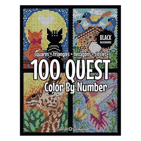 100 QUEST Mal efter nummer - Puslespil malebog for voksne, Bærbar enkel malebog Perfekt gave -X47-