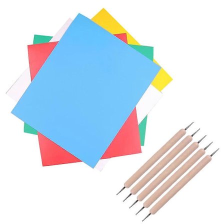 10 st Tyget Karbonpapper Hantverkspapper Färgglada Pappersdekaler Tyget Transferpapper och 5 st Stylusar för Broderi DIY Spel