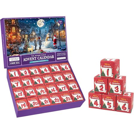 Julepuslespill 2024 - Julenatt Puslespill 24 deler 1008 brikker Puslespill 1008 brikker Feriepuslespill Nedtelling til jul Puslespill Gave