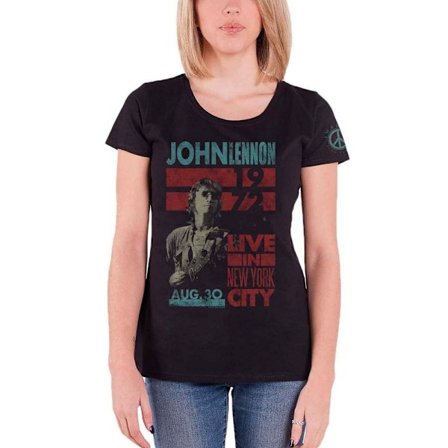 John Lennon Dam/Kvinnor Live In New York City T-Shirt L Svart