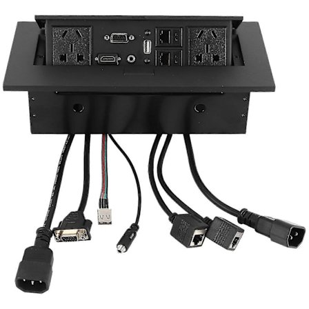 K514 Standard Multimedia Desktop Universal Strømkontakt Bordmontert HD Kontor Konferanse Kontakt Pop-up