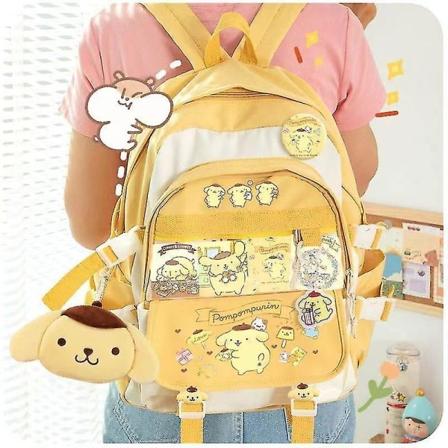 Ny Sanrio Kuromi Ryggsäck Axelväska Pompompurin My Melody Studenter Skolväska Stor Kapacitet Cartoon Söta yellow