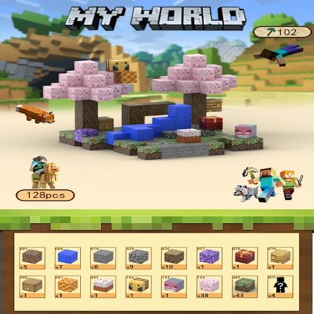 Minecraft byggklossar, inklusive 128 st sexsidiga magnetiska leksaker med 4 figurer-FM-