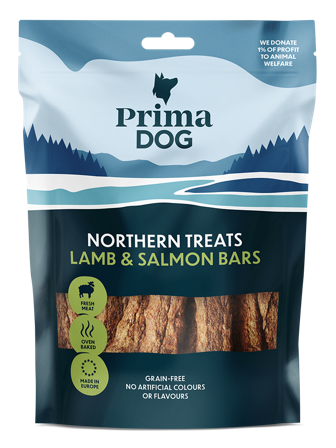 PrimaDog Northern Treats Lamm-Lax Bar makupalat, 150g