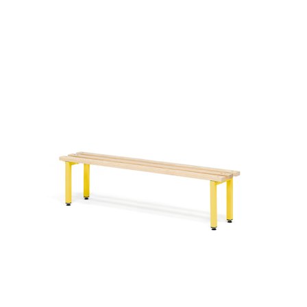 Changing room bench ELITE, 1200x300x390 mm, beech, yellow