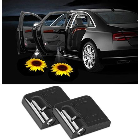 IC 2 stk LED bil dør Velkomstlys Blomst Solsikke Logo Symbol Projektorlamper Ghost Shadow Light