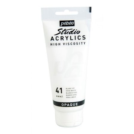 Akrylfärg - Pébéo - Studio Acrylics - Ljusvit - 100 ml - Satin