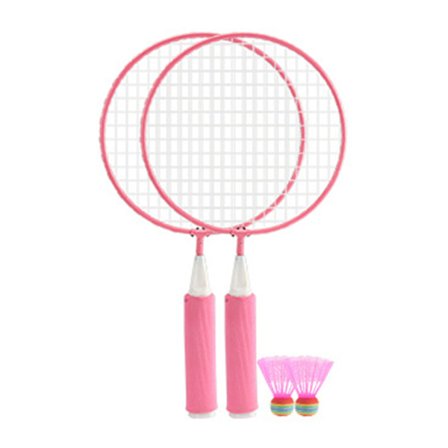 Børne Badminton Ketchersæt med 2 Bolde Pink Stor Mesh Blødt Anti-Slip Håndtag Komfortabelt Greb