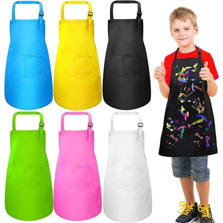 6x Forklæde til børn - Håndværksforklæde til børn - Køkkenforklæde - Madlavningsforklæde - Maleforklæde