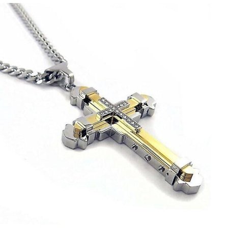 Dominant herre kors halskjede legering anheng bor personlighet smykker tilbehør klassisk trendy choker gullfarge