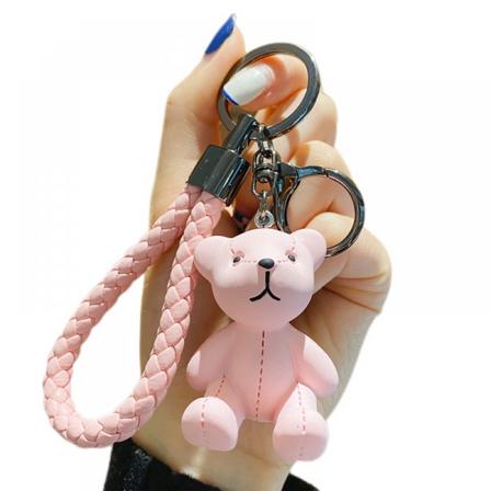 Män Kvinnor Elegant Nordisk Europastil Vintage Sittande Dockabjörn Nyckelring Nyckelring (Rosa) IC
