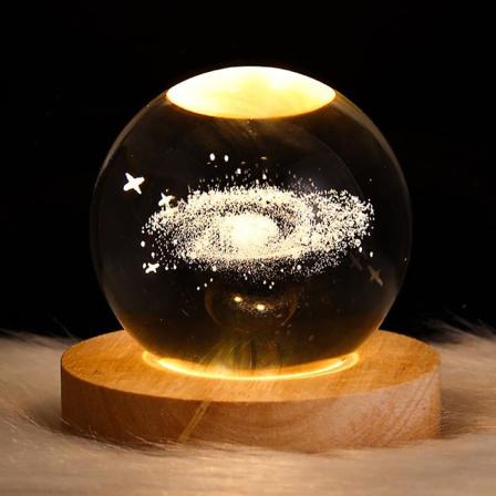 USB-nattlampa LED-kristallkula bordslampa 3D månplanet galaxdekor för hem barn bordlampa fest födelsedag julgåvorNebula