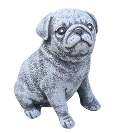 Mops Staty Trädgårdsdekor Simulering Puppy Resin Ornament för hemgård Trädgårdsdekoration
