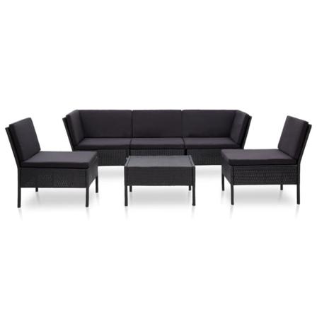 Vidaxl Loungeset För Trädgården Med Dynor 6 Delar Konstrotting S Svart