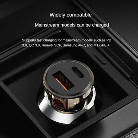 Gjennomsiktig USB-billader for bil, lader Qc4.0 Qc3.0 Qc Scp 3A Pd Type C 30W USB-lader (gjennomsiktig svart)