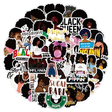 50 kappaletta melaniinitarroja, musta tyttö, poplaulaja, kannettavan tietokoneen tarra tietokoneelle, vesipulloille, rullalaudalle, graffititarroja, 