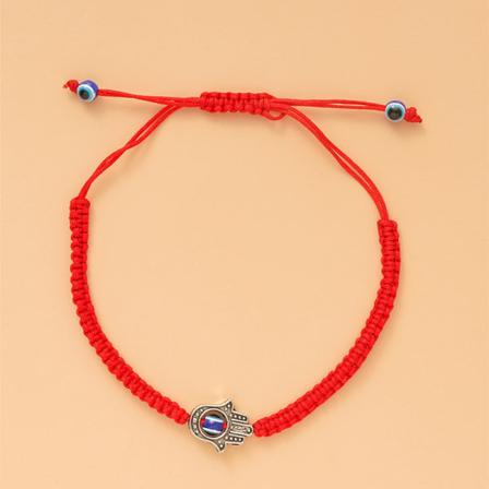 Rødt reb armbånd Etnisk stil hul palmeskål Opal flettet par armbånd