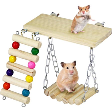 3 Pakke Hamster Sports Legetøj, Træhængende Hamster Tyggelegetøj, Marsvin