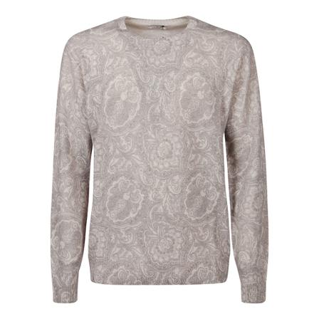 Etro, Paisley Round Neck Sweater Grijs, Heren, Maat:L