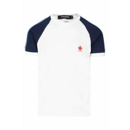 Dsquared2, Leaf Tape T Shirt Wit, Heren, Maat:L