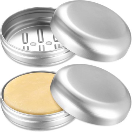 Reise Såpekopp, Aluminium Såpekopp, Såpekopper, Vanntette Såpekopper i Solid Metall med Drenering og Lokk for Reise Hotell Bad (Rund)