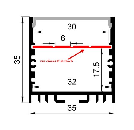 SYNERGY U-Profil zub ALU3535 ALU-Kühlblech einfach 2m