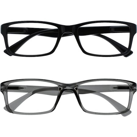 The Reading Glasses Company 2-pak Læsebriller Sort Grå Designerstil Herre Dame RR92-17 +2.50