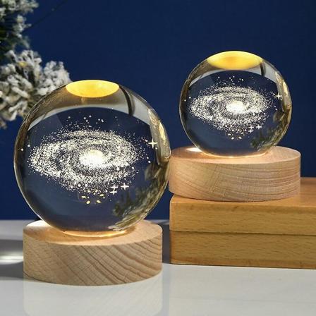 60mm80mm 3d Kristall Måne Boll Nattljus Glas Sfär Snöglob Graverad Solsystem Galax Måne Heminredning Astronomi Present8cmplanet stjärna