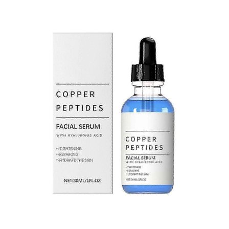 Kobberpeptider Serum for Ansikt - med GHK-Cu og Hyaluronsyre - Anti-aldrings Serum for Fine Linjer & Hudelastisitet - Oppstrammende, Reparerende, C