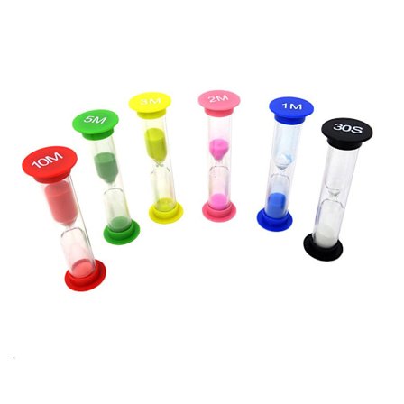 Timeglass 6 stk Sand Timer Fargerik Plast Sandglass Timeglass Sandklokke Timer for Barn Tidsstyringsspill og Høyintensitetsintervalltrening