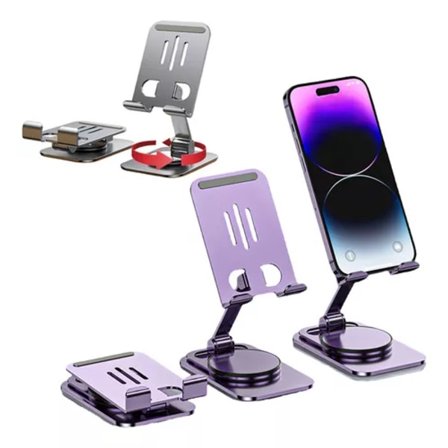 Justerbart aluminiumstativ för telefon/surfplatta/konsol, lila