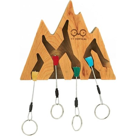Vertikal Nøkkelholder i Kirsebærtre, Klatre Hvert Fjell Veggdekor - Ideelle Gaver for Fjellklatrere, 4 Nøkkelringer Inkludert