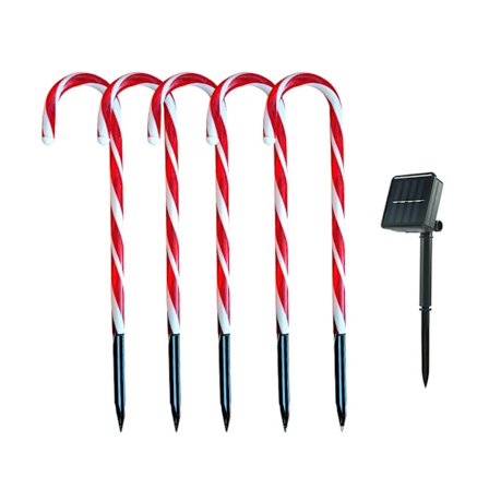 Jule Candy Cane Solcelle Lys Kæde Julepynt Til Hjemmet Nytår Solcelle Græsplænelampe Udendørs Feriebelysning