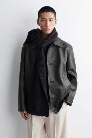 COS Homme Écharpe En Laine Côtelée in Bleu