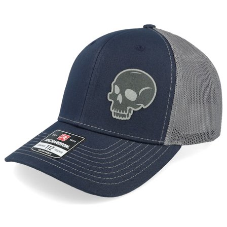 Iconic - Blå trucker Caps - Skull Engraved 112 Split Navy/Charcoal Trucker @ Hatstore