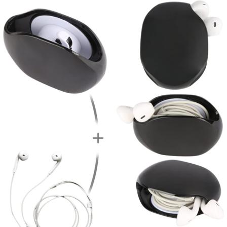Svart 2 stk Smart In-Ear Hodetelefon Oppbevaringsboks/Hodetelefonkabel Sto