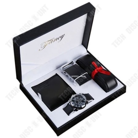 Lahjakotelo kello - TD - Musta nahka - Kroonikalla - Analoginen - Yhdistetty