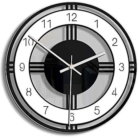 Tyst väggklocka, 11 tum icke-tickande akryl oregelbunden rund väggklocka