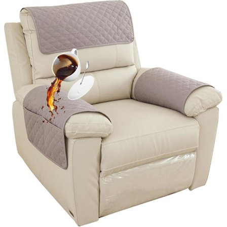 Fåtöljöverdrag för 1-sits soffa - Halkfritt, sytt möbelskydd med fickor - Stols- och fåtöljöverdrag - Lämpligt för husdjur och läder