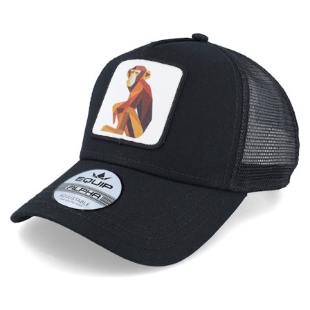 Iconic - Svart trucker Caps - Geometry Monkey Patch Black Trucker @ Hatstore