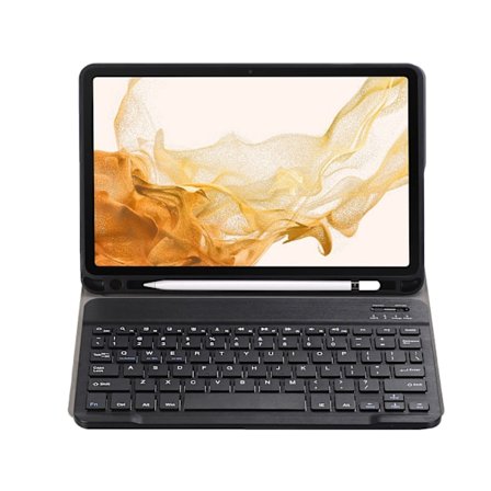 Tangentbordsfodral för Samsung Galaxy Tab S9+12.4 X810/816B/818U, trådlöst Bluetooth-tangentbord och konstläderfodral och pennfack svart