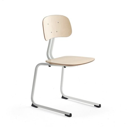 Classroom chair YNGVE, skid base, white, birch, H 460 mm