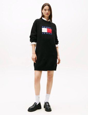 Tommy Jeans Tjw Flag Sweater Dress Ext - Black - S