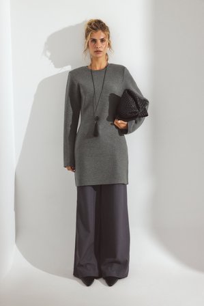 NA-KD - Strikket minikjole med polstret skulder - Julekjoler - Grå - L