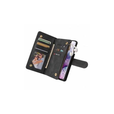 Samsung S22 Plus Multifunktionellt Plånboksfodral Zipper 8-fack Vinröd