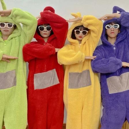 Teletubbies One Piece Pyjamas Vuxen förtjockad korallfleece Purple XL